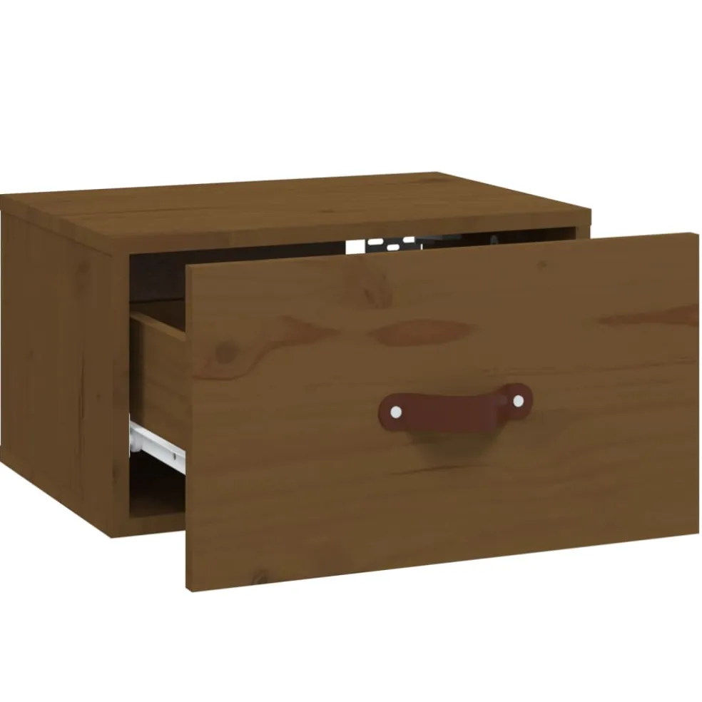 vidaXL Nachtkastje wandgemonteerd 40x29,5x22 cm honingbruin