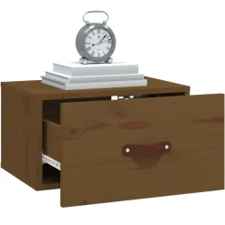 vidaXL Nachtkastje wandgemonteerd 40x29,5x22 cm honingbruin