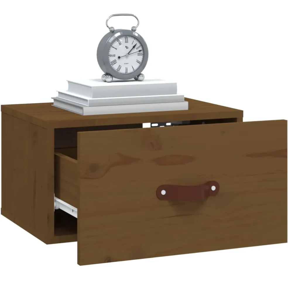 vidaXL Nachtkastje wandgemonteerd 40x29,5x22 cm honingbruin