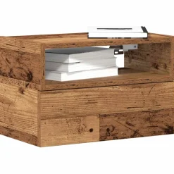 vidaXL Nachtkastje wandgemonteerd 45x26x28,5 cm oud houtkleurig