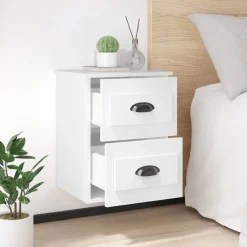 vidaXL Nachtkastje wandgemonteerd 41,5x36x53 cm hoogglans wit