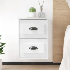 vidaXL Nachtkastje wandgemonteerd 41,5x36x53 cm hoogglans wit
