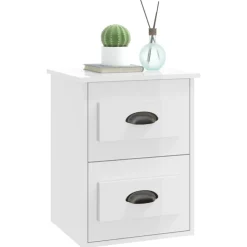vidaXL Nachtkastje wandgemonteerd 41,5x36x53 cm hoogglans wit