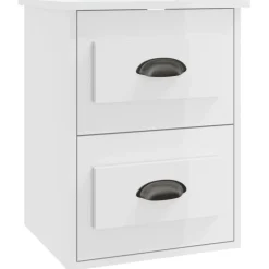 vidaXL Nachtkastje wandgemonteerd 41,5x36x53 cm hoogglans wit