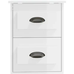vidaXL Nachtkastje wandgemonteerd 41,5x36x53 cm hoogglans wit