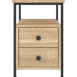 vidaXL Nachtkastje 34x35,5x50 cm bewerkt hout artisanaal eikenkleurig