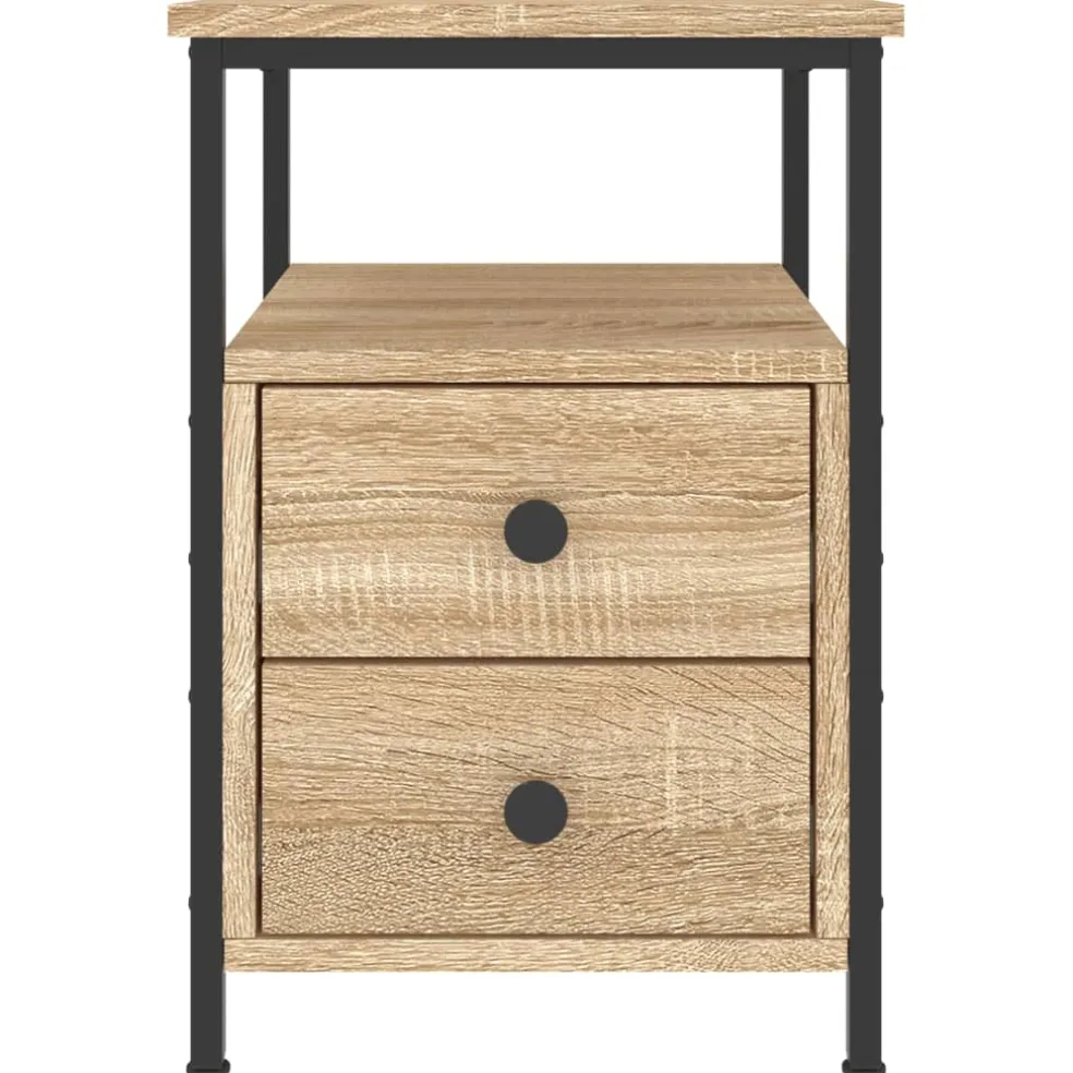 vidaXL Nachtkastje 34x35,5x50 cm bewerkt hout artisanaal eikenkleurig