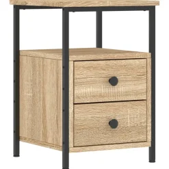 vidaXL Nachtkastje 34x35,5x50 cm bewerkt hout artisanaal eikenkleurig