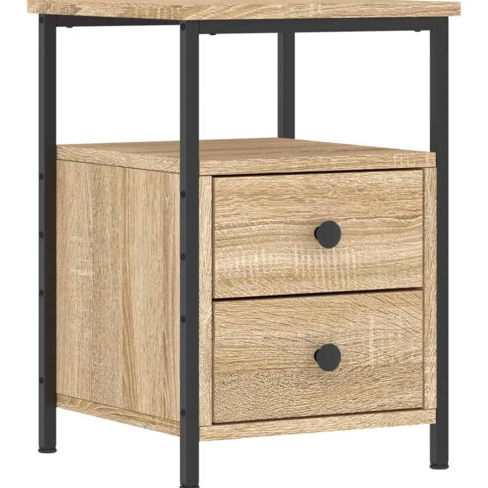 vidaXL Nachtkastje 34x35,5x50 cm bewerkt hout artisanaal eikenkleurig