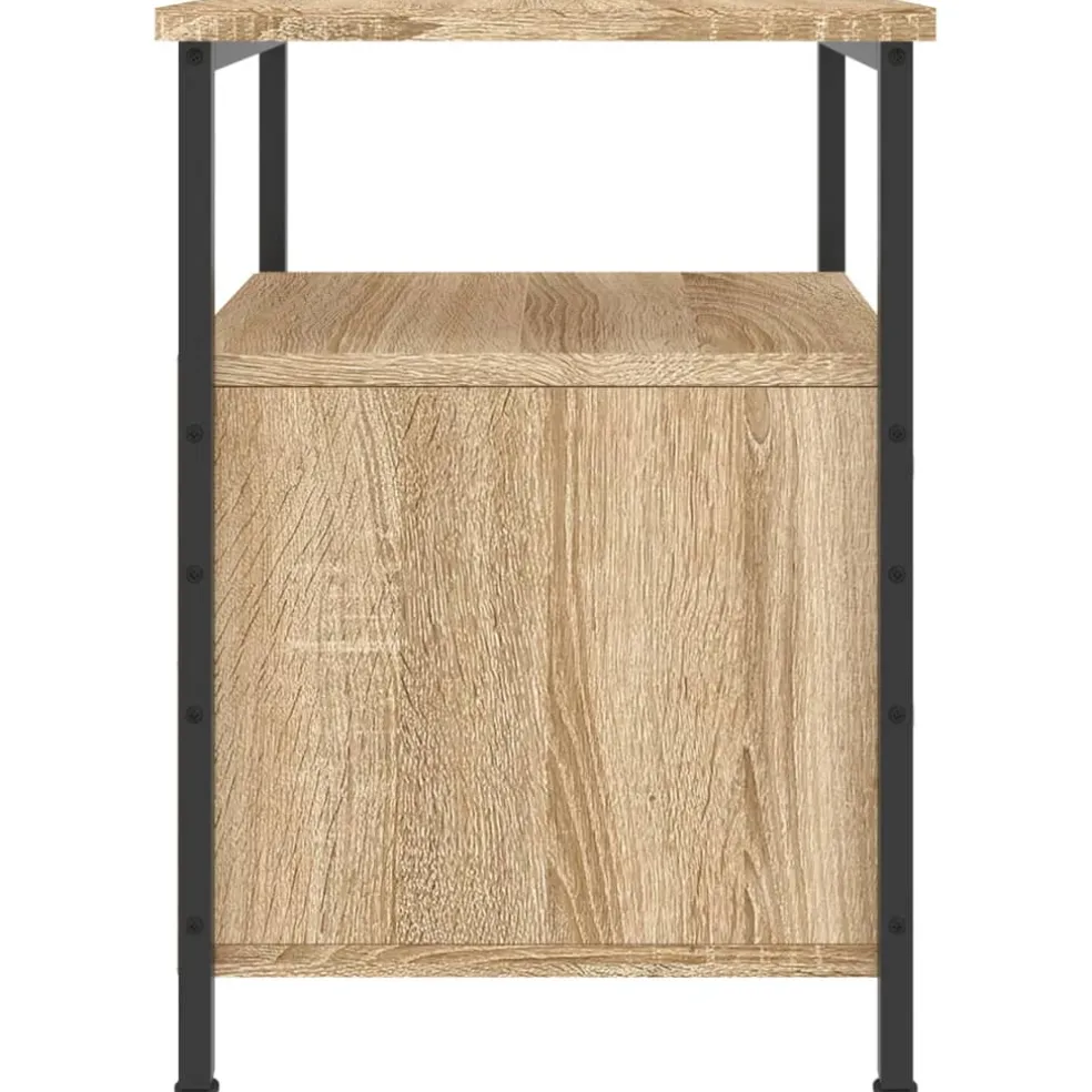 vidaXL Nachtkastje 34x35,5x50 cm bewerkt hout artisanaal eikenkleurig