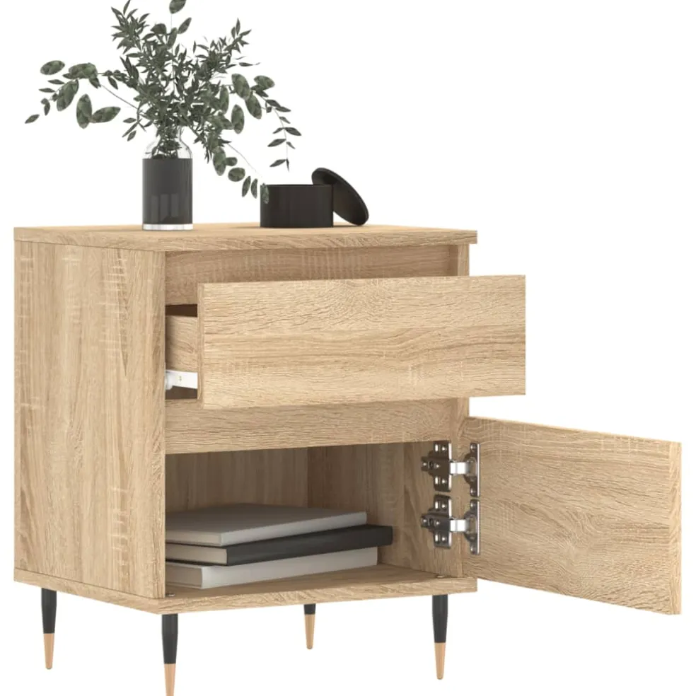 vidaXL Nachtkastje 40x35x50 cm bewerkt hout sonoma eikenkleurig