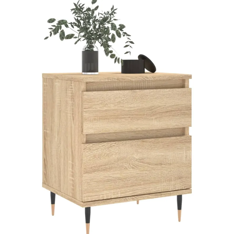 vidaXL Nachtkastje 40x35x50 cm bewerkt hout sonoma eikenkleurig