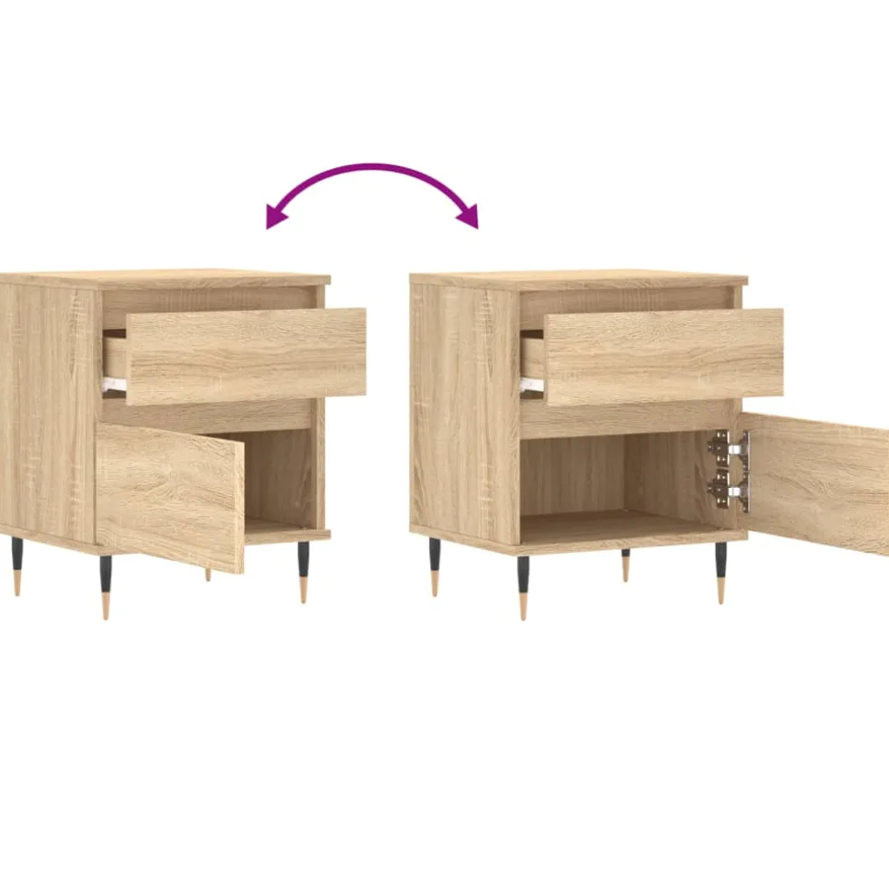 vidaXL Nachtkastje 40x35x50 cm bewerkt hout sonoma eikenkleurig