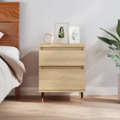 vidaXL Nachtkastje 40x35x50 cm bewerkt hout sonoma eikenkleurig