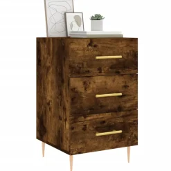 vidaXL Nachtkastje 40x40x66 cm bewerkt hout gerookt eikenkleurig
