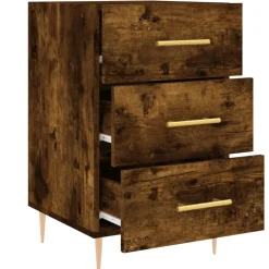 vidaXL Nachtkastje 40x40x66 cm bewerkt hout gerookt eikenkleurig