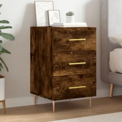 vidaXL Nachtkastje 40x40x66 cm bewerkt hout gerookt eikenkleurig
