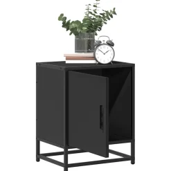 vidaXL Nachtkastje 40x31x50 cm bewerkt hout en metaal zwart