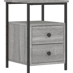 vidaXL Nachtkastje 34x35,5x50 cm bewerkt hout grijs sonoma