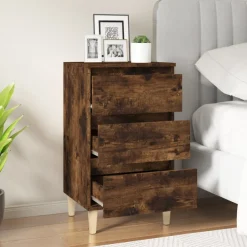 vidaXL Nachtkastje 40x35x70 cm bewerkt hout gerookt eikenkleurig