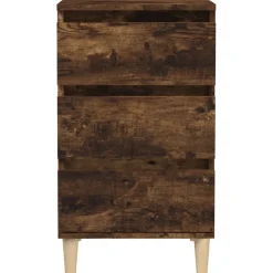 vidaXL Nachtkastje 40x35x70 cm bewerkt hout gerookt eikenkleurig