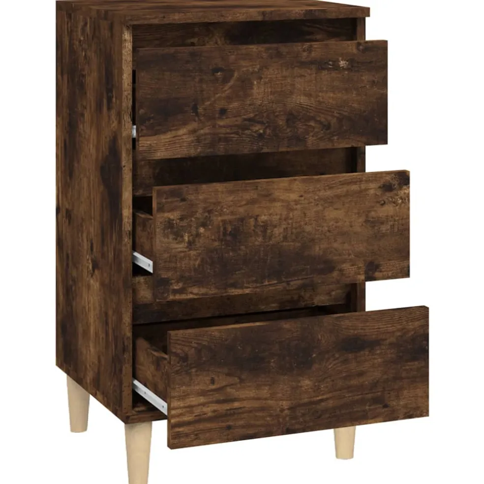 vidaXL Nachtkastje 40x35x70 cm bewerkt hout gerookt eikenkleurig