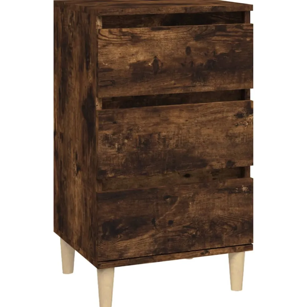vidaXL Nachtkastje 40x35x70 cm bewerkt hout gerookt eikenkleurig