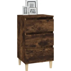 vidaXL Nachtkastje 40x35x70 cm bewerkt hout gerookt eikenkleurig