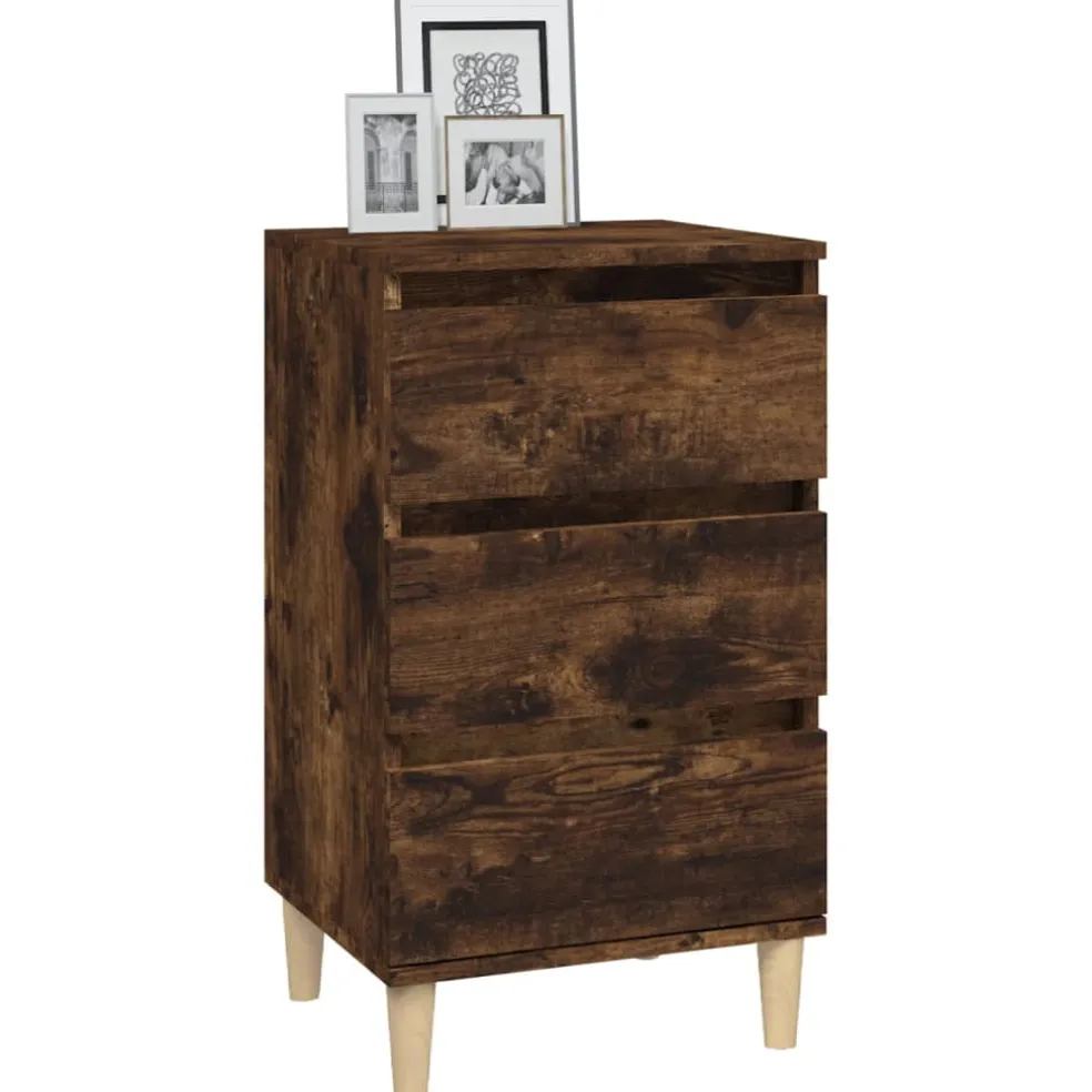 vidaXL Nachtkastje 40x35x70 cm bewerkt hout gerookt eikenkleurig