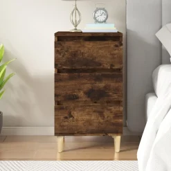 vidaXL Nachtkastje 40x35x70 cm bewerkt hout gerookt eikenkleurig