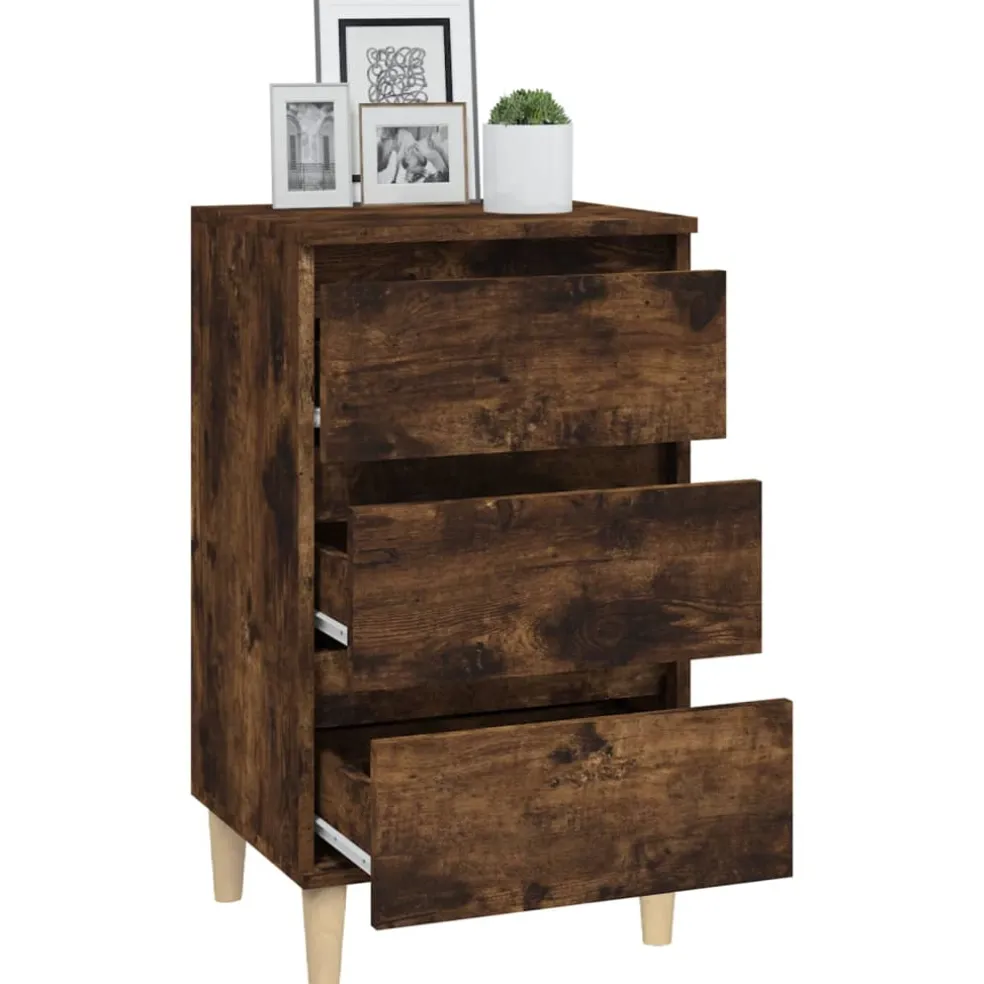 vidaXL Nachtkastje 40x35x70 cm bewerkt hout gerookt eikenkleurig