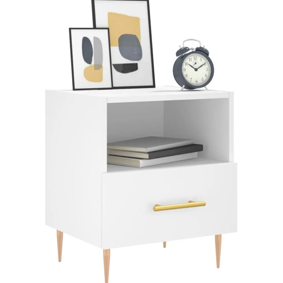 vidaXL Nachtkastje 40x35x47,5 cm bewerkt hout wit