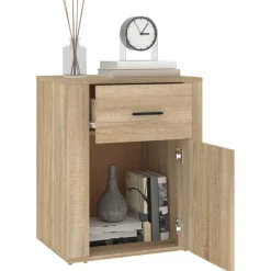 vidaXL Nachtkastje 39x39x67 cm bewerkt hout grijs sonoma eikenkleurig