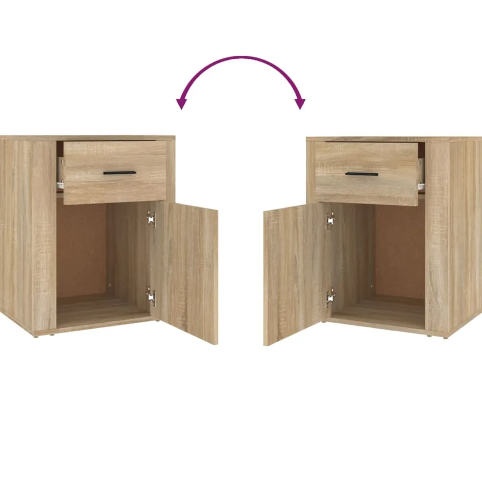 vidaXL Nachtkastje 39x39x67 cm bewerkt hout grijs sonoma eikenkleurig