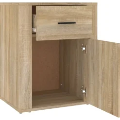 vidaXL Nachtkastje 39x39x67 cm bewerkt hout grijs sonoma eikenkleurig