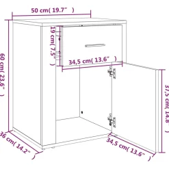 vidaXL Nachtkastje 39x39x67 cm bewerkt hout grijs sonoma eikenkleurig