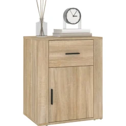 vidaXL Nachtkastje 39x39x67 cm bewerkt hout grijs sonoma eikenkleurig