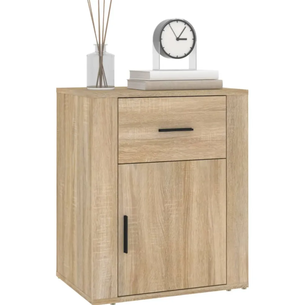 vidaXL Nachtkastje 39x39x67 cm bewerkt hout grijs sonoma eikenkleurig