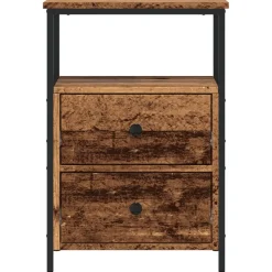 vidaXL Nachtkastje 34x35,5x50 cm bewerkt hout oud houtkleurig