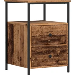 vidaXL Nachtkastje 34x35,5x50 cm bewerkt hout oud houtkleurig