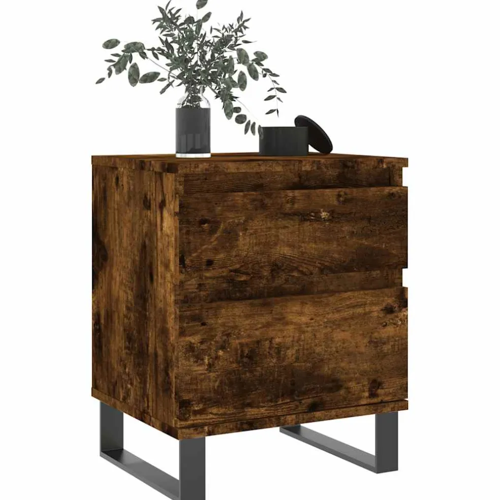 vidaXL Nachtkastje 40x35x50 cm bewerkt hout gerookt eikenkleurig
