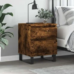 vidaXL Nachtkastje 40x35x50 cm bewerkt hout gerookt eikenkleurig