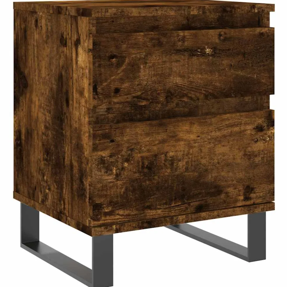 vidaXL Nachtkastje 40x35x50 cm bewerkt hout gerookt eikenkleurig