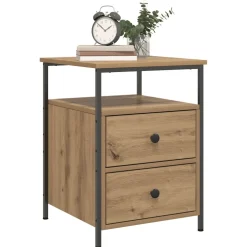 vidaXL Nachtkastje 44x45x60 cm bewerkt hout artisanaal eikenkleurig