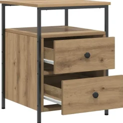 vidaXL Nachtkastje 44x45x60 cm bewerkt hout artisanaal eikenkleurig