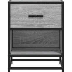 vidaXL Nachtkastje 40x31x50 cm bewerkt hout grijs sonoma eikenkleurig