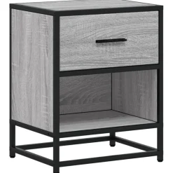 vidaXL Nachtkastje 40x31x50 cm bewerkt hout grijs sonoma eikenkleurig