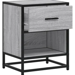 vidaXL Nachtkastje 40x31x50 cm bewerkt hout grijs sonoma eikenkleurig