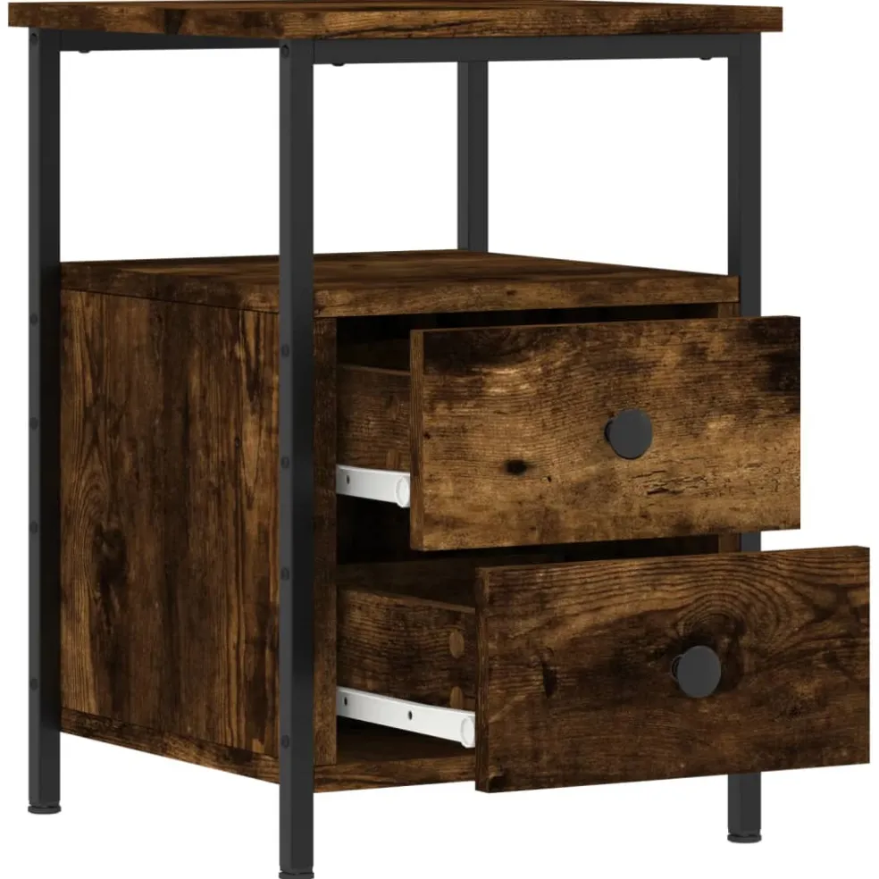vidaXL Nachtkastje 34x35,5x50 cm bewerkt hout gerookt eikenkleurig