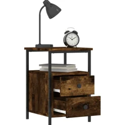 vidaXL Nachtkastje 34x35,5x50 cm bewerkt hout gerookt eikenkleurig